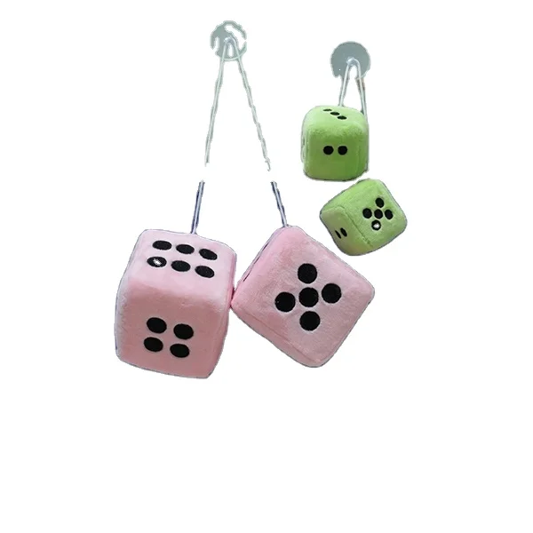 Wholesale Custom Fluffy Dice Set Super Soft Plush Stuffed Colored Polyester ODM Embroidered Technique on Sale of Two Dice