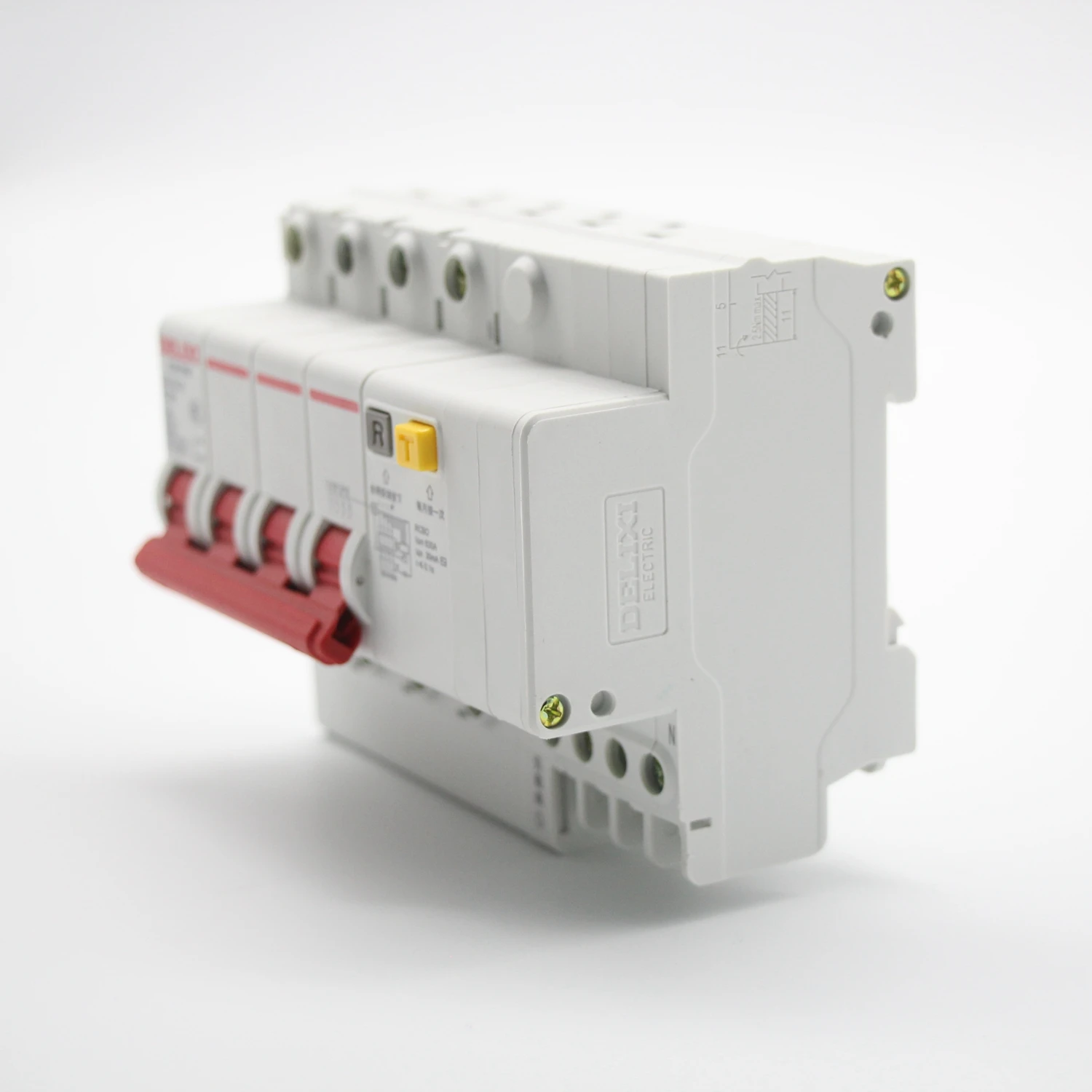 DELIXI DZ47SLE Circuit Breaker 4 Pole 63A MCB Earth Leakage