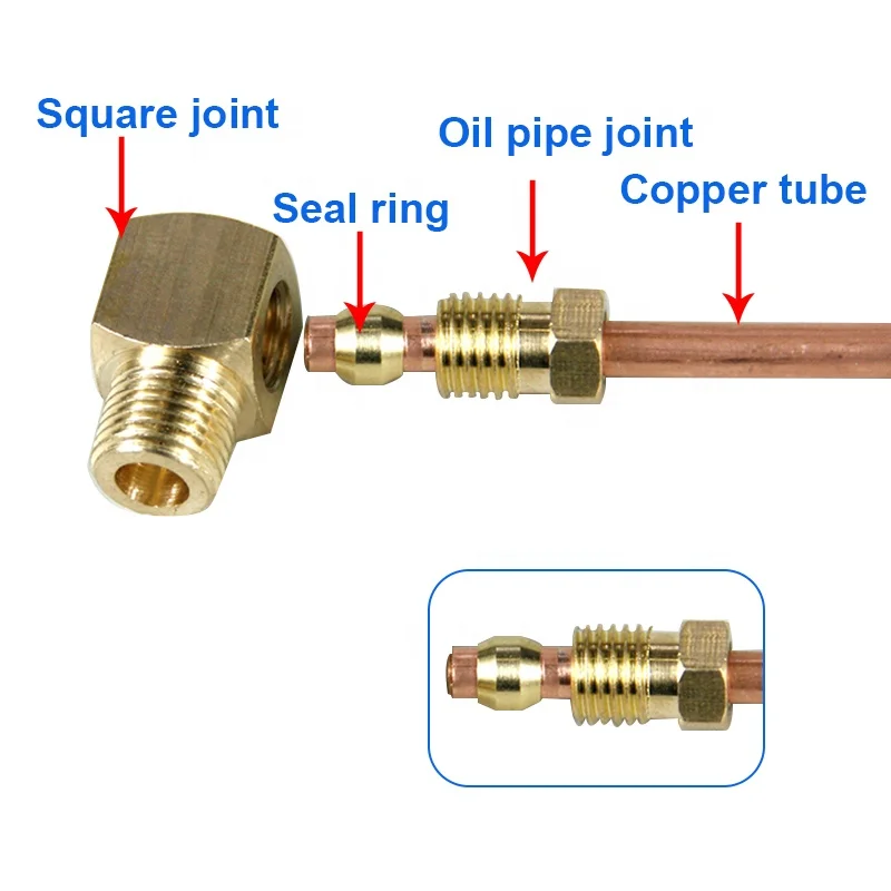 Compression Ferrule Lubrication System Cooper Connector Brass Oil Pipe Fitting Adapter Hose Elbow Joint for Machining Center