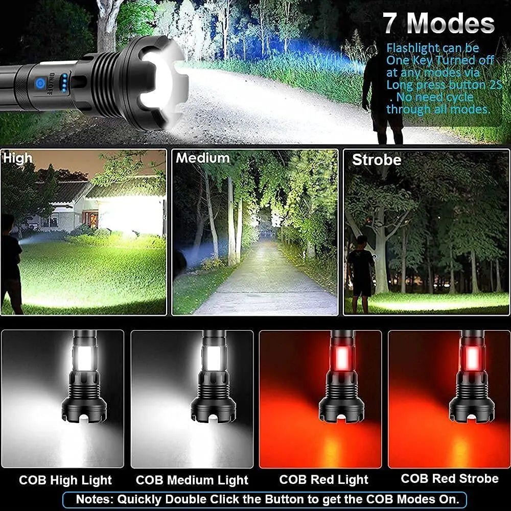 Flashlight For Home Flashlights 5000.000 High Lumens, Super Bright  Rechargeable Flash Light, Powered By Battery, Waterproof Powerful LED  Flashlights-Zoomable 5 Modes-31H Runtime-Holster For Emergency Camping Brightest  Flashlight Rechargeable Flashlights, image size:1000x1000