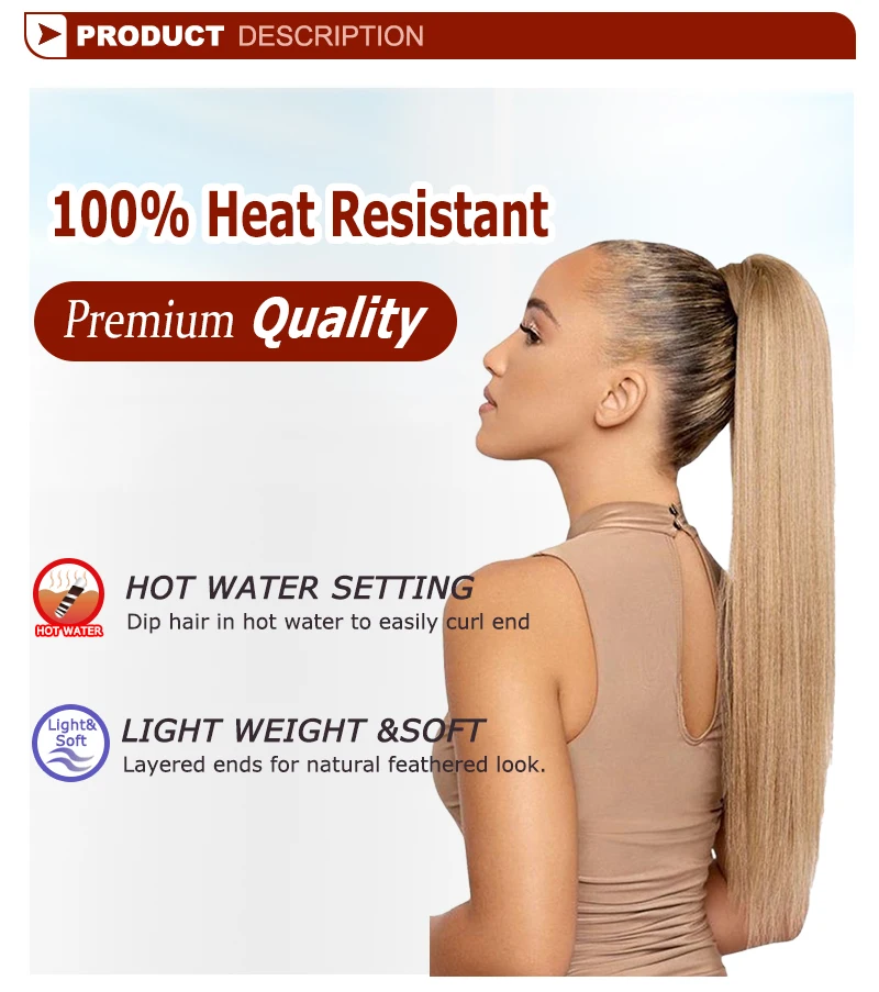 Vivian Top Synthetic Yaki Velcroponytail Human Hair Hand Feel Clip