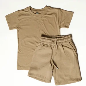 2026 Custom Color Logo T Shirt Shorts Set Kids Spring Summer Boy Girl Sets