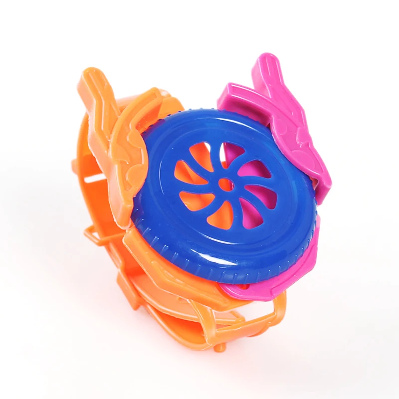 Fun and Cheap Mini Plastic  Ejection Flying Saucer Watches Toys Plastic Launcher and Flying Disc for Promotion