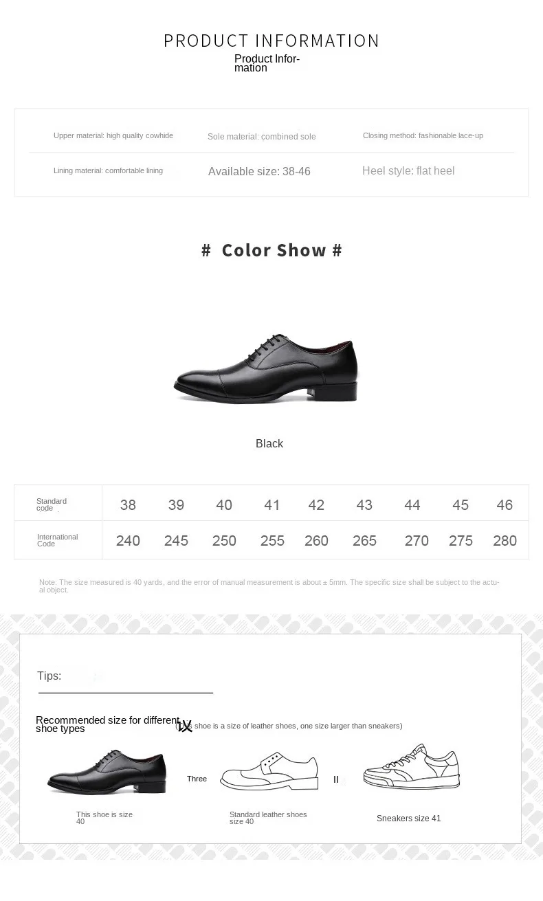 New Arrival Genuine Leather Men's Dress Shoes Oxfords Laceup Height