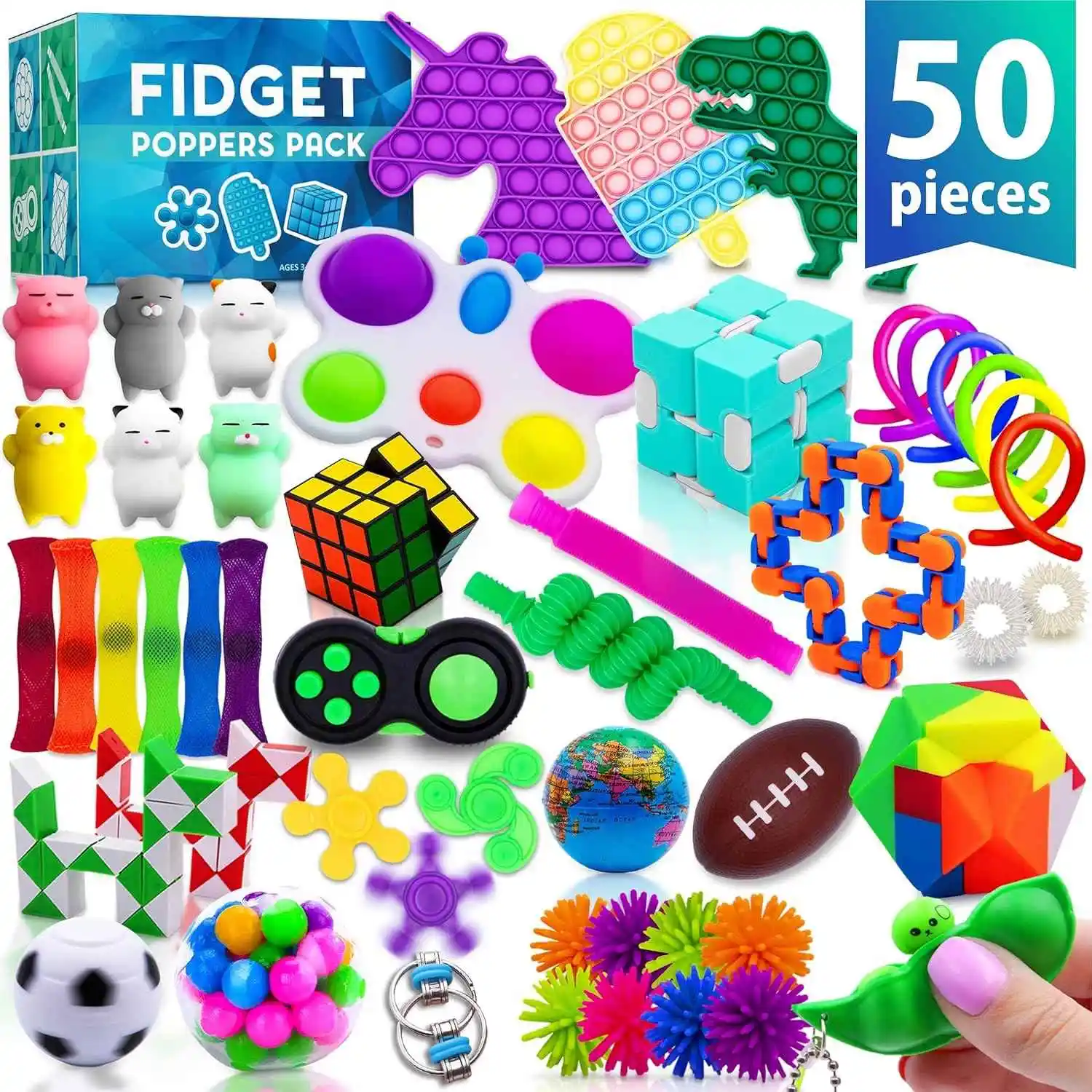 Toyland® Rainbow Color Push Bubble Pop Bubble Sensory Fidget Toy (rond