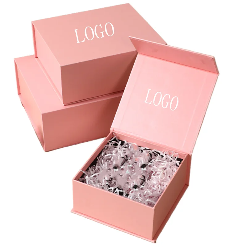 Custom Pink Color Magnetic Lid Gift Boxes Logo Printed Jewelry Storage and Perfume Carton Packaging Box For Gift