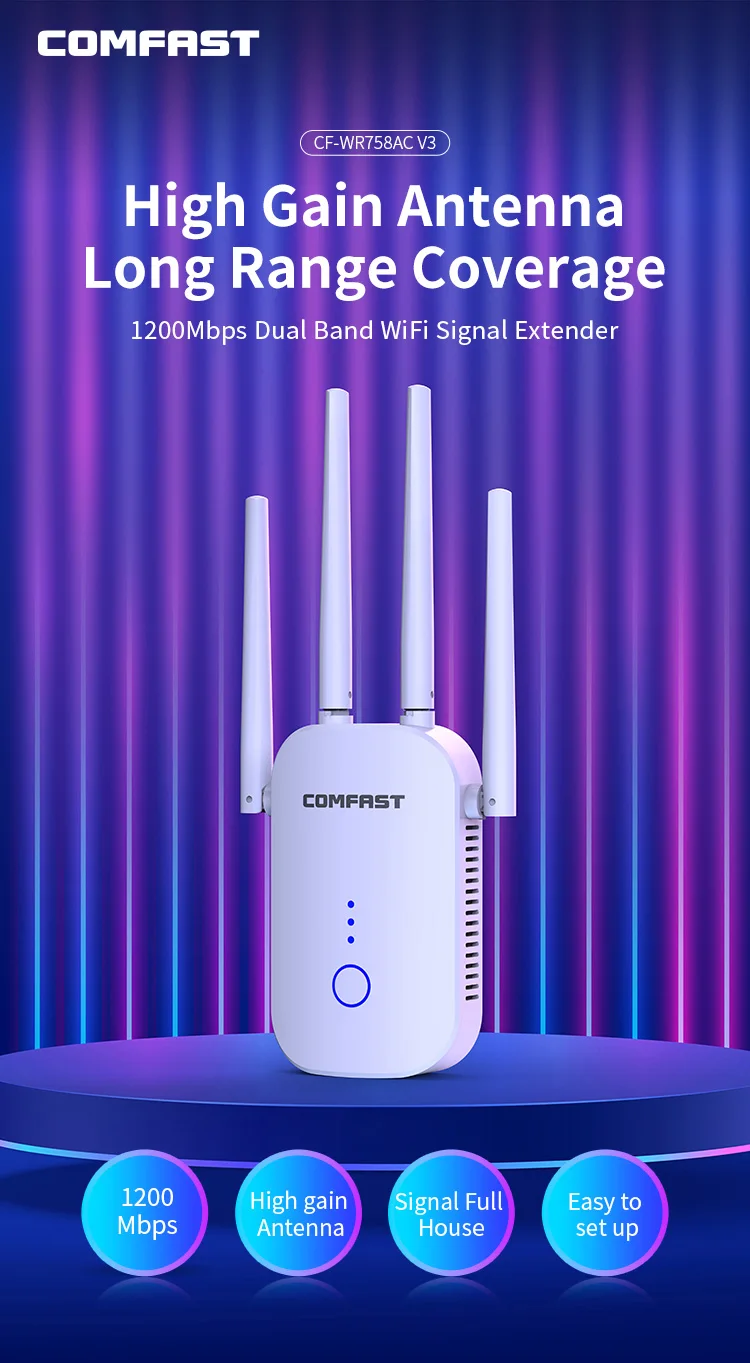 COMFAST Receptor WiFi 1200Mbps Dual band mi WiFi Repeater Wireless Signal WiFi Range Extender