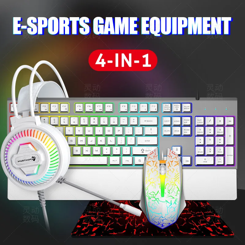 Original logo Four-in-One LED Wired Gaming Keyboard Mouse Mice Combo with Headset and Pa aperçu 2