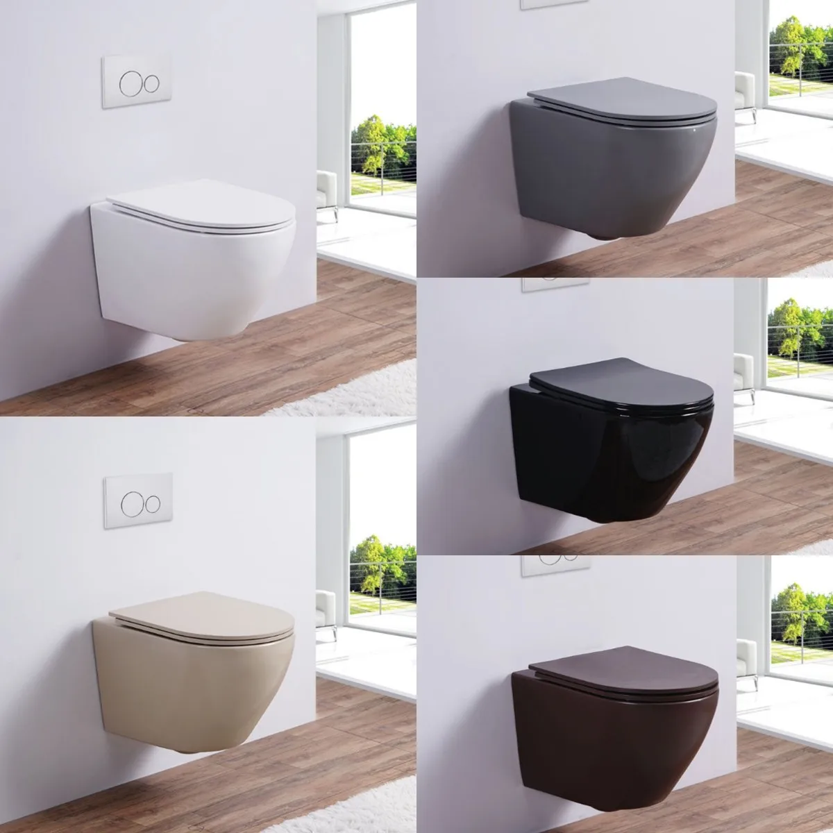 Matte grey color rimless back to wall modern design gravity sanitary ware bathroom ceramic wall mounted wc wall hang toilet