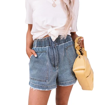 wholesale 2024 Summer New high-waisted casual washed denim loose shorts For beautiful Women