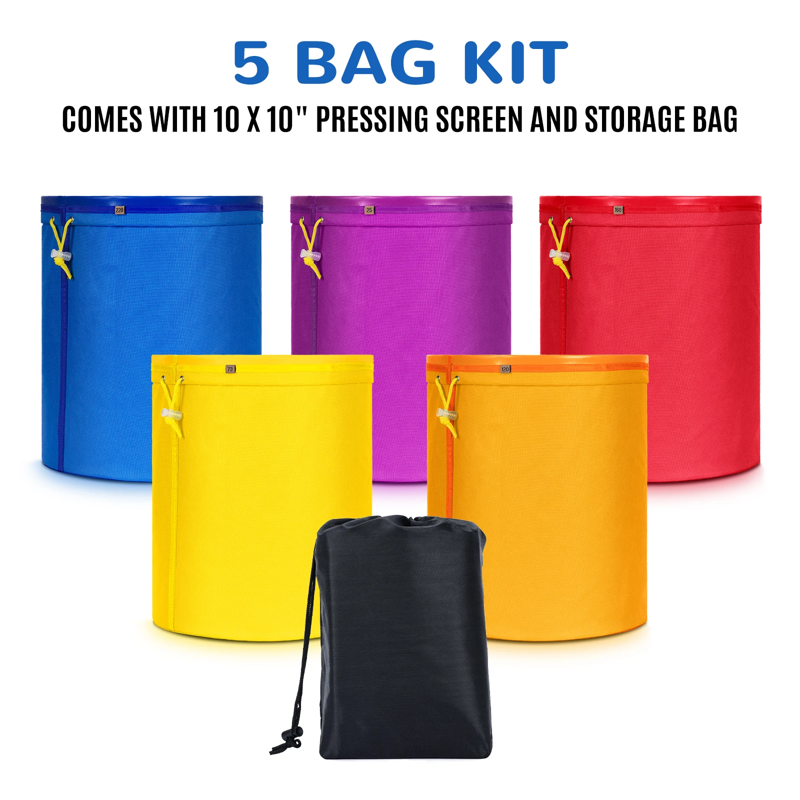 Reusable 5 Gallon 5 Bags For Home Use,Bubble Bag,Filter Mesh Bag For