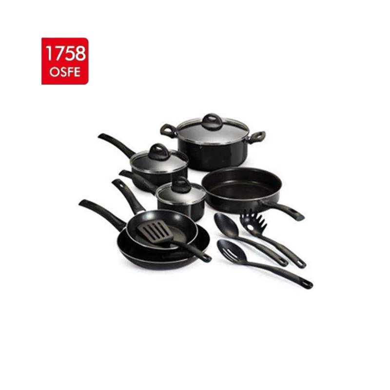 Factory Direct Delivery Customized Logo Press Aluminum Nonstick Granite Pot Kitchen Wear Cookware Sets with Tempered Glass Lid