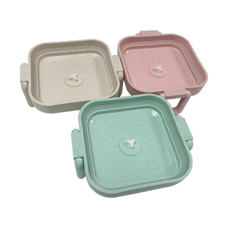 Bento Box Fork and Spoon Tableware Kids School Movable Diaphragm Silicone Boite Food Container 2 Layer Soup Bento Lunch Box