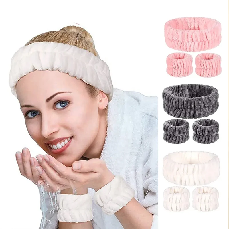 Bilov  Spa Headband Wrist Washband Scrunchies Cuffs for Washing Face Towel Wristbands Hair Headband Face Wash Wristband