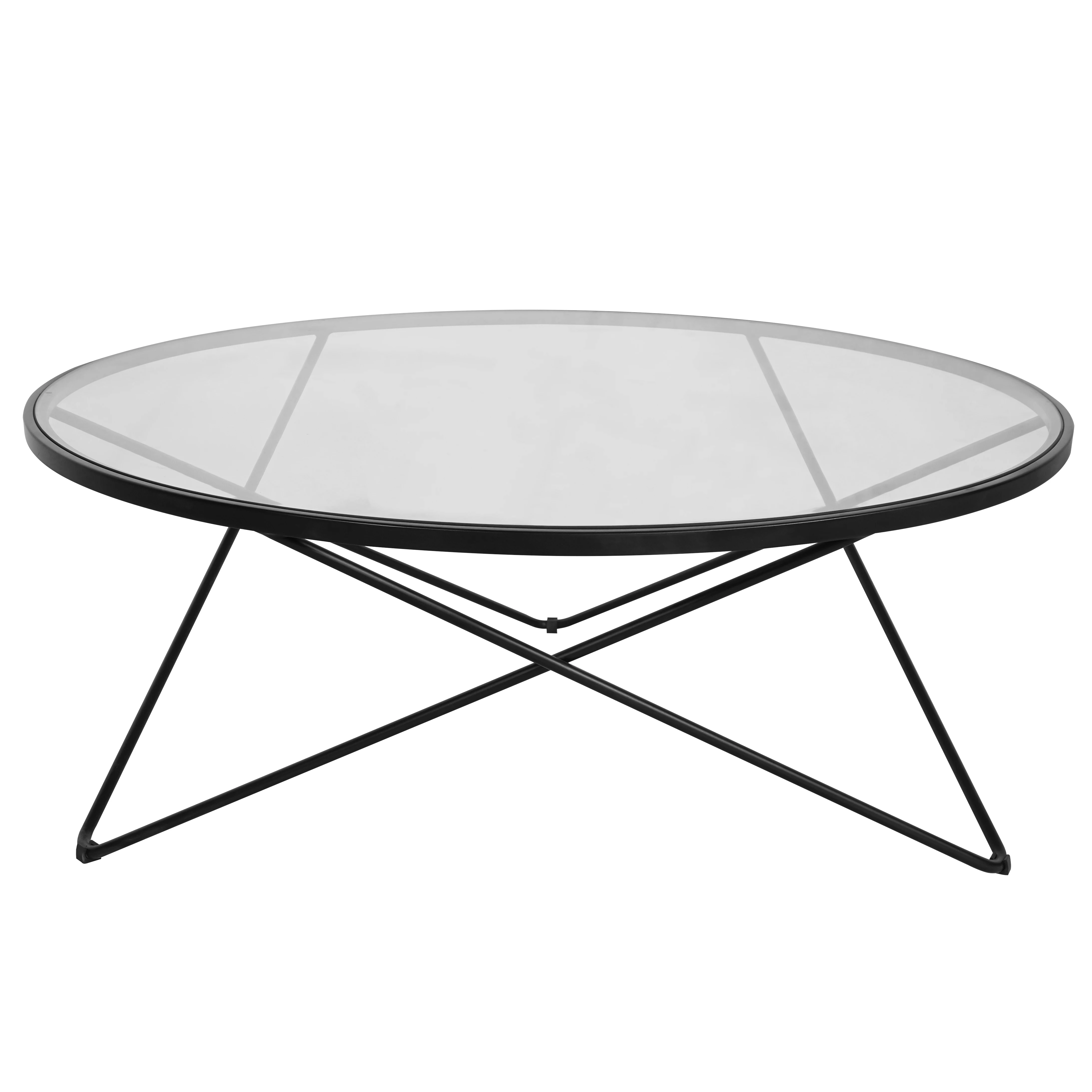 Glass Coffee Table Luxury Home Furniture Metal Round Table Cross Metal