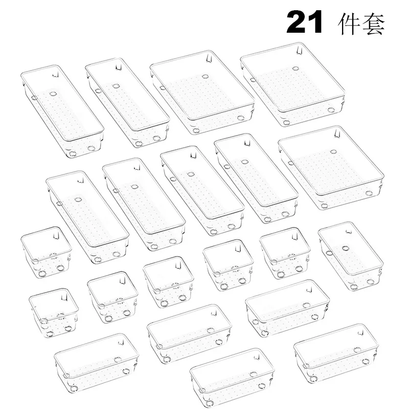 Bathroom Drawer Desk Makeup Drawer Storage Box  Clear Plastic Organizer Box