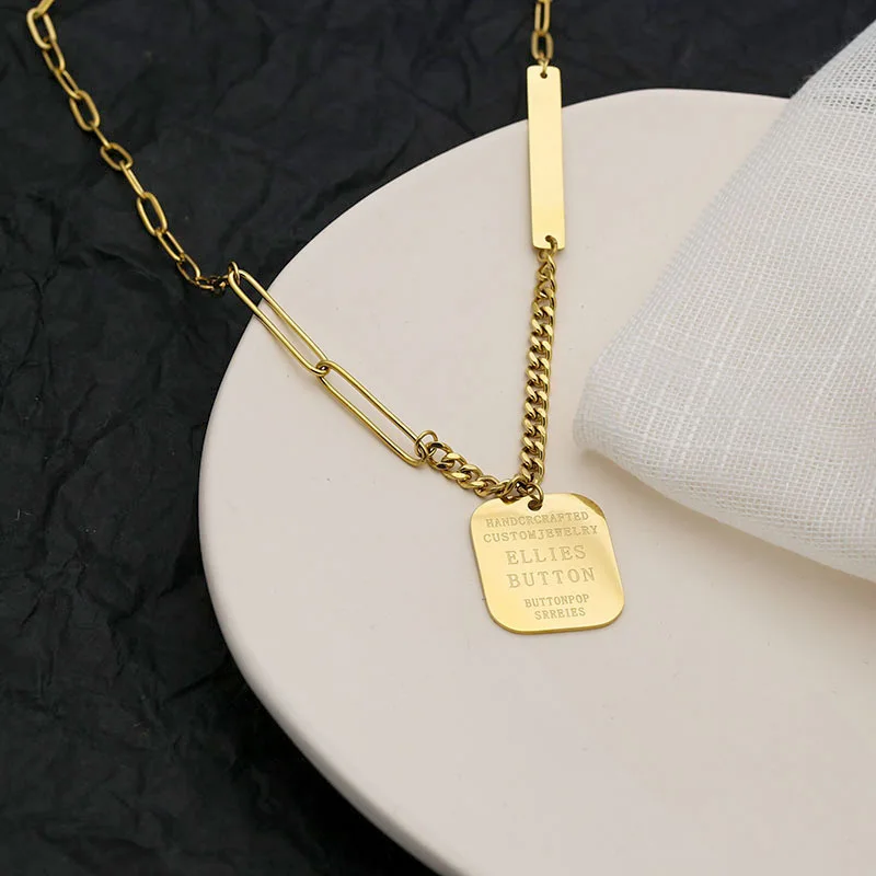Titanium Steel No Fading Custom English Digital Flower Butterfly Small Waist Clavicle Pendant Necklace for Women