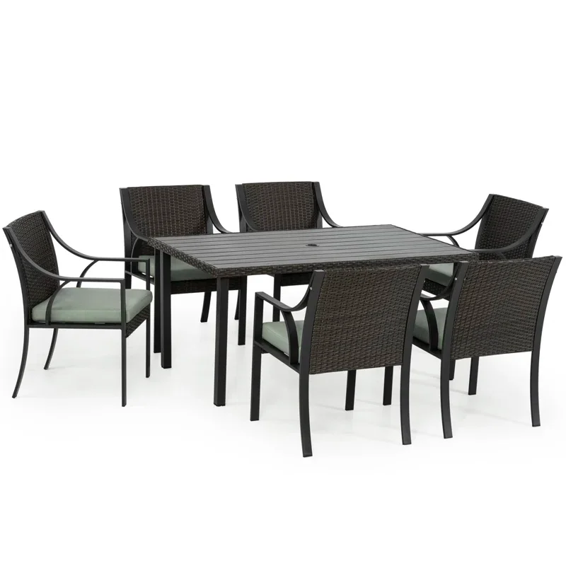 Rattan Garden Furniture 6 Seater Table and Chairs Outdoor Aluminum Patio Furniture Sets Luxurious Outdoor Garden Dining Set supplier