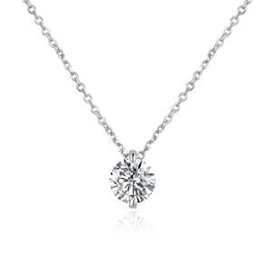 Solitaire Pendant 925 Sterling Silver Cubic Zirconia CZ with Chain Necklace for Women