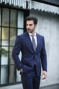 Classic Style Men's Business Suit Slim Fit 2-Piece Bespoke Fashion Hot Selling Plus Size TR Polyester/Rayon Pleated Breathable