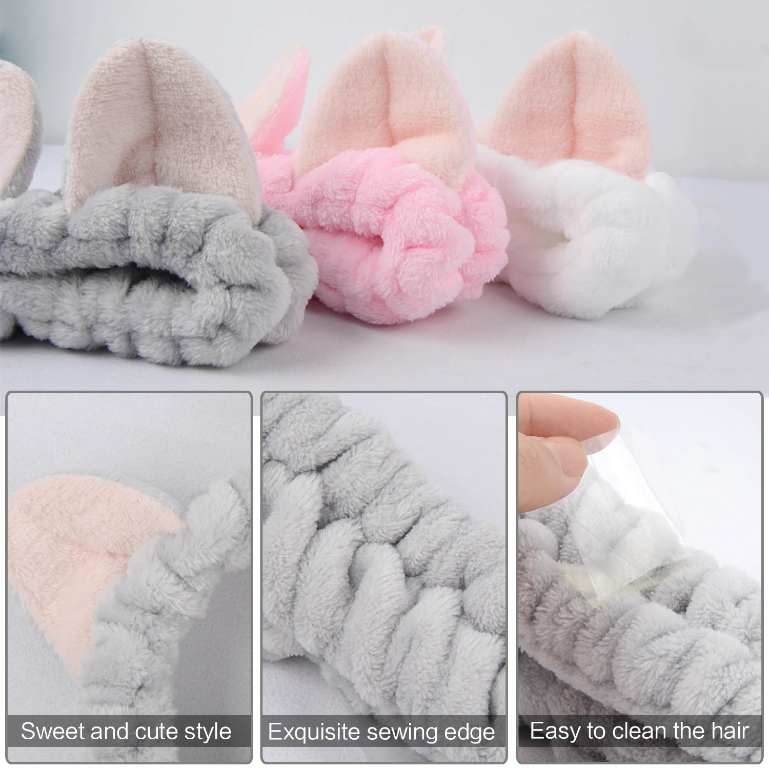 Cute Elastic Cat Ears Headbands For Women Girls Makeup Face Washing Headband Hai - Foto 12