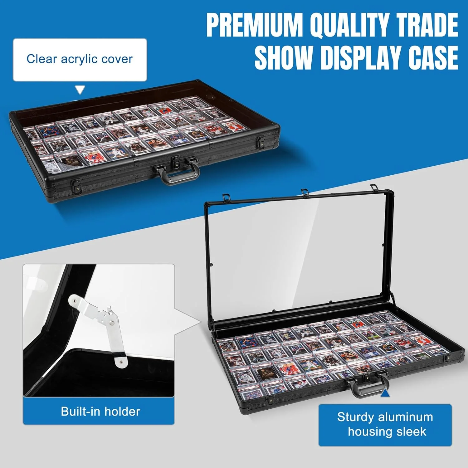 card show display case Amazon.com: Memorywuu Trade Show Display Case Portable Aluminum Sports Card Table Top Display Case Frame Clear Acrylic Showcase Cabinet Box with Lock for Trading Cards Jewelry Collectibles(Black,36"x24") : Sports & Outdoors