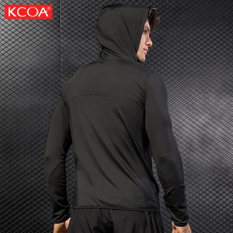 Wholesale Breathable Sports Polyester Long Sleeve Muscle Fit Jacket Gym Workout Fitted Hoodie for Men