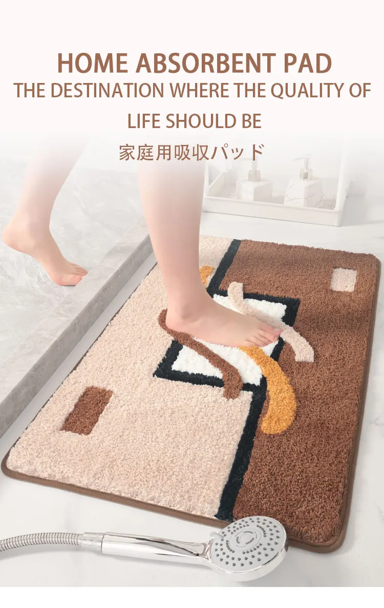  Wholesale Soft Antislip Waterproof Shaggy Thick Microfiber Shower Bath Mat For Hotel Custom Embroidery Bathroom Mat details