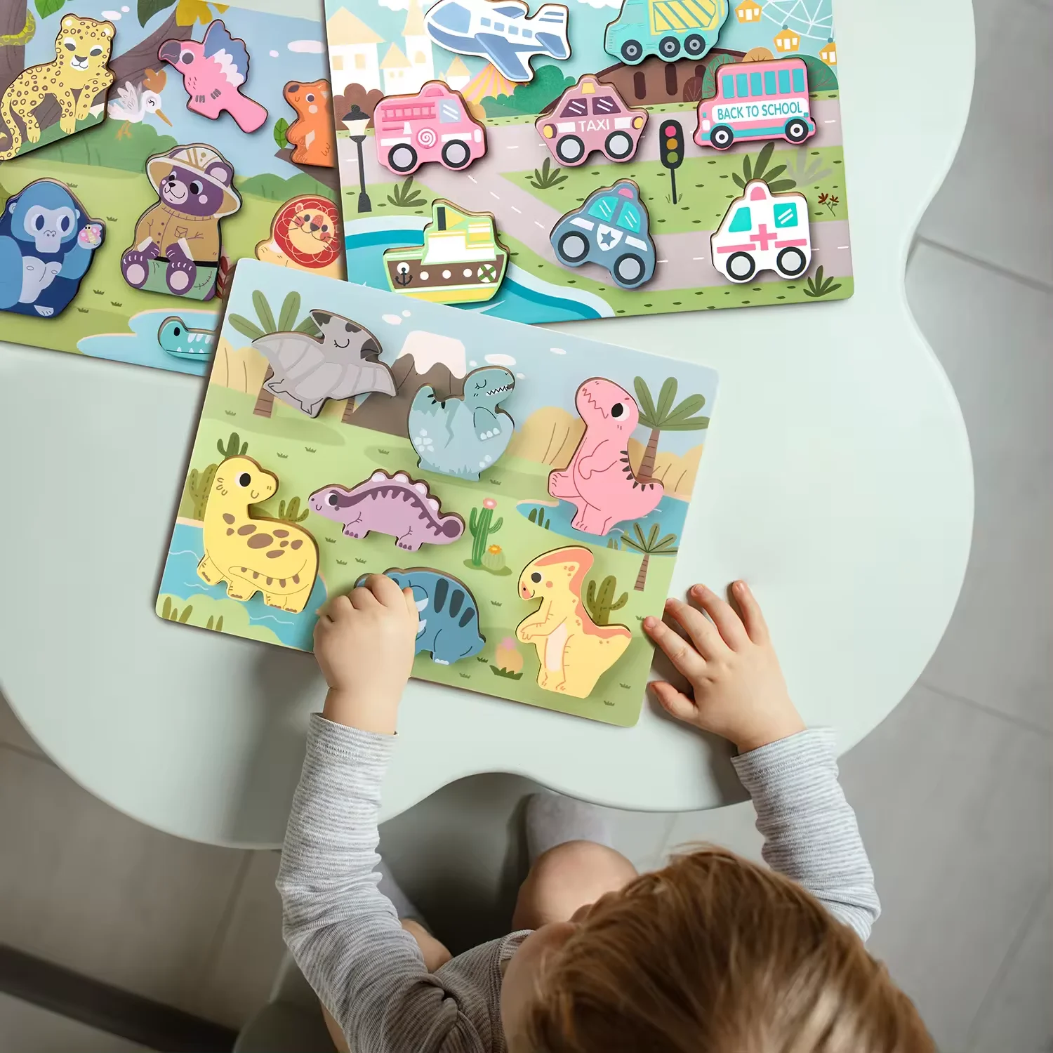 Hot Sell Educational Wooden Jigsaw Farm Animal Chunky Puzzle for ...