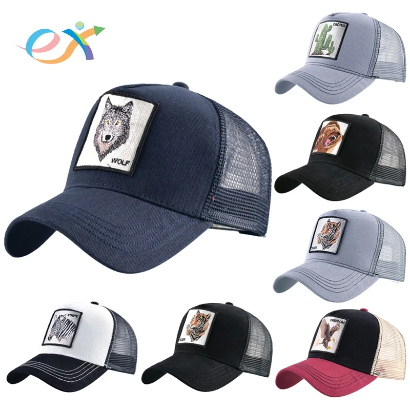 Animal Men Baseball Caps Women Breathable Mesh Snapback Hats Trucker Hats Cap Unisex Hip Hop Embroid