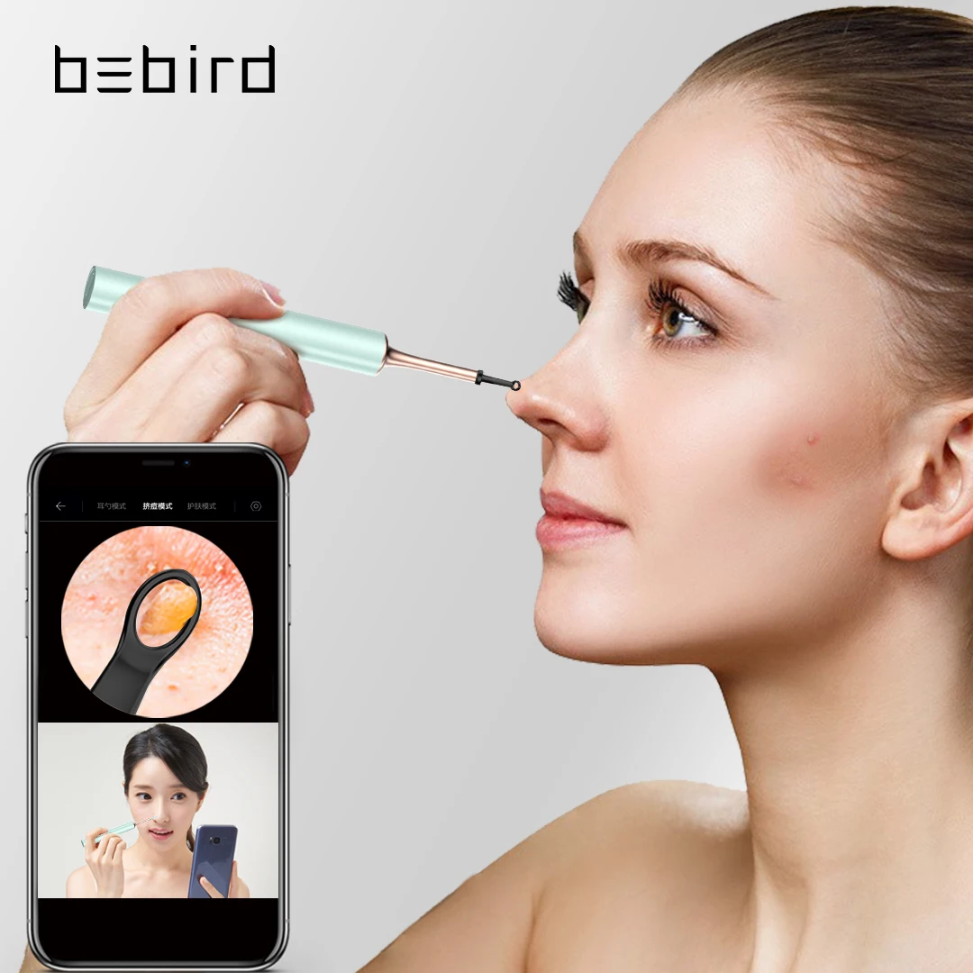 С функцией сжимания акне! Умный очиститель Bebird T15 с камерой 5 МП инструмент для удаления ушного воска и проверки