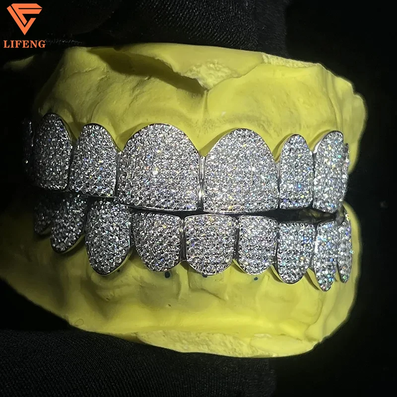 Custom Moissanite Grillz Ice Hiphop Honeycomb Setting Diamond Men Women ...