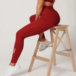 Custom Knitted Fabric Active Wear High Waisted Women Leggings Nylon Gym Yoga Pants Workout Tights Butt Lifting Yoga Leggings