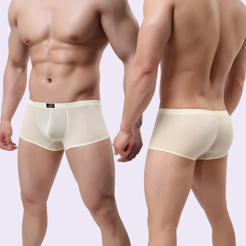 JSMANA Breathable Ice Silk Transparent Men Underwear Boxer Gay Men Wearing Panties Mens Sexy Underwear