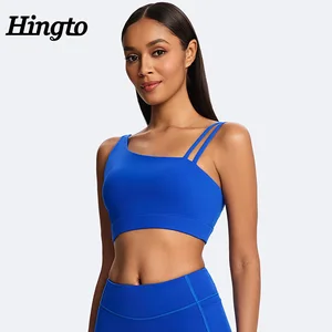 Custom Logo Workout High Quality Recycled Nylon Breathable Active Bra Irregular Shoulder Strap Yoga Bra Fashionable Sports Bra