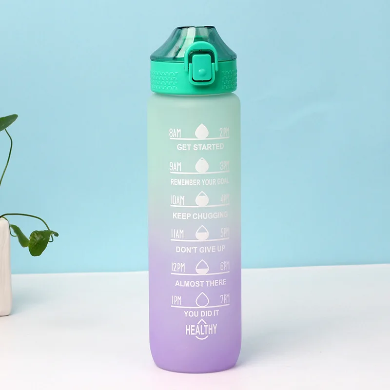 32oz Motivational Water Bottle with Time Marker - BPA Free Leakproof ...