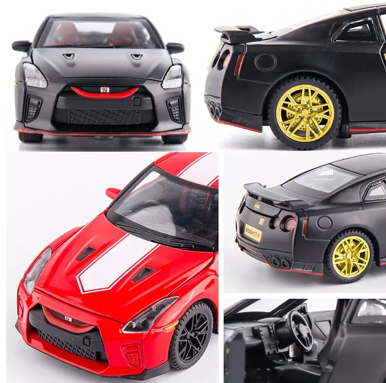 Hot GTR 1:32 Diecast Car Toys Model Full Door Open Electronic Metal Pull Back Cars Toy Vehicles for Kids