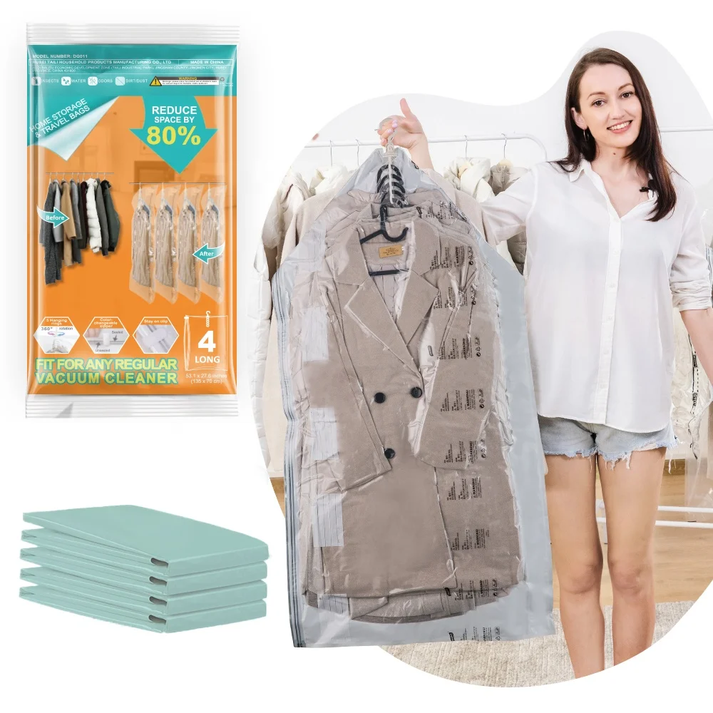 TAILI 0,07 мм PA/PE Вакуумные сжатого Организатор Вакуумный пакет для хранения компактный застегивающийся вакуумный мешок висит вакуумный пакет для хранения одежды