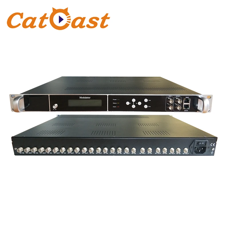 CATV Digital Modulator 8 12 16 20 24 FTA DVB-S/S2 Tuner to DVB-C DVB-T ISDBT ATSC Transmodulator DVBT2 RF Modulator