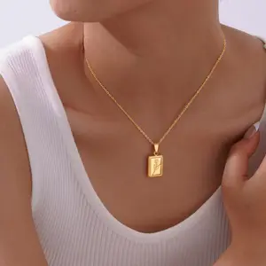 Ladies Flower Pendant Necklace Stainless Steel Tulip Square Brand Pendant Necklace for Inspired Anniversaries Gifts