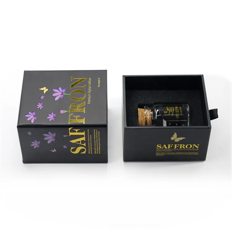 Custom Printing Luxury Grey Board Saffron Bottle Gift Pack Saffron Packaging Box