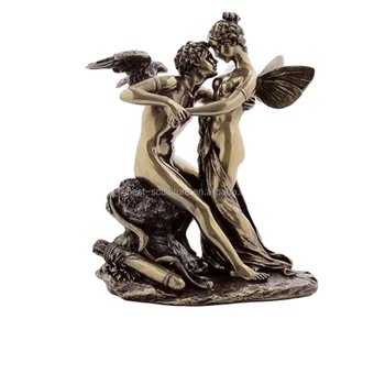 古代ギリシャ神話　キューピットとプシュケ　ブロンズ風　彫像　彫刻　置物 H68b0eb0619b1423197a4a077ba661