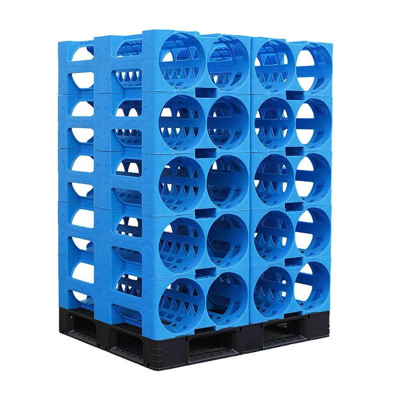 Blue 4 Pocket Modular stackable 19 liter hdpe 5 gallon Plastic Bottled water bottle rack organizer for water jug