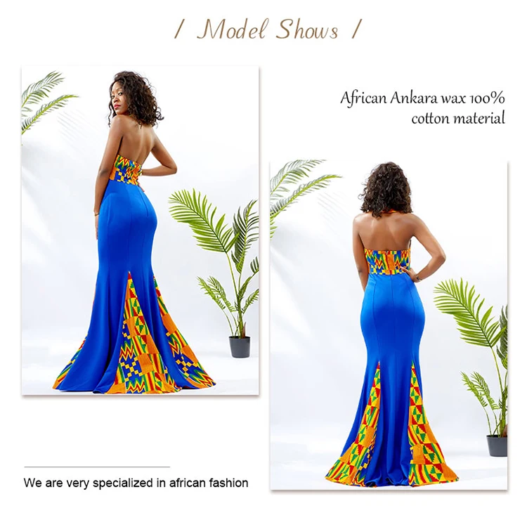 High Quality African Kitenge Style Latest Designs Kenten Print Fashion African Clothing Maxi Dress for Women