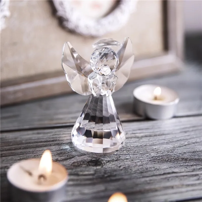 product wholesale cartoon crystal angel figurines custom swarovski mini guardian angel character home decor luxury figurine gift for kid-14