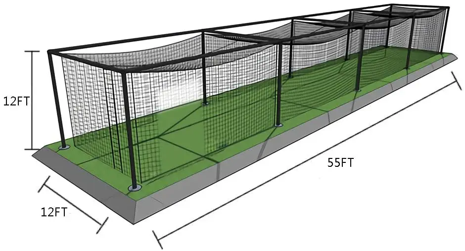 BN09Aポリエチレンツイストノット野球バッティングケージネット、プロ
