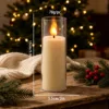 Couvercle transparent 5,5*15 cm, tête de flamme ivoire