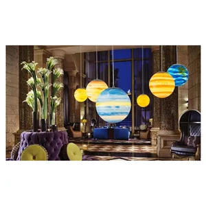 Customized LED Hanging Planet Globe Light for Home Decoration Remote Control Ceiling Lighting