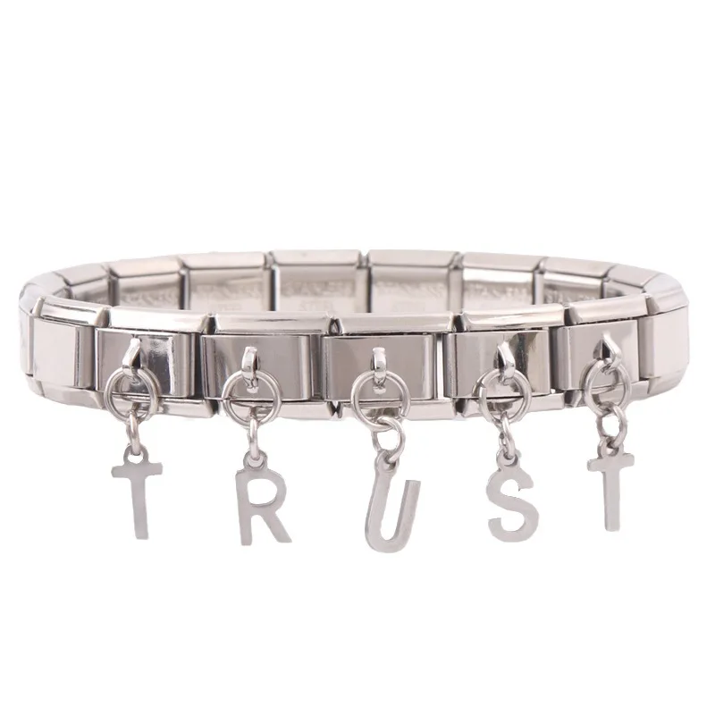 Wholesale Stainless Steel Letter Links Bracelets High Polished Hello