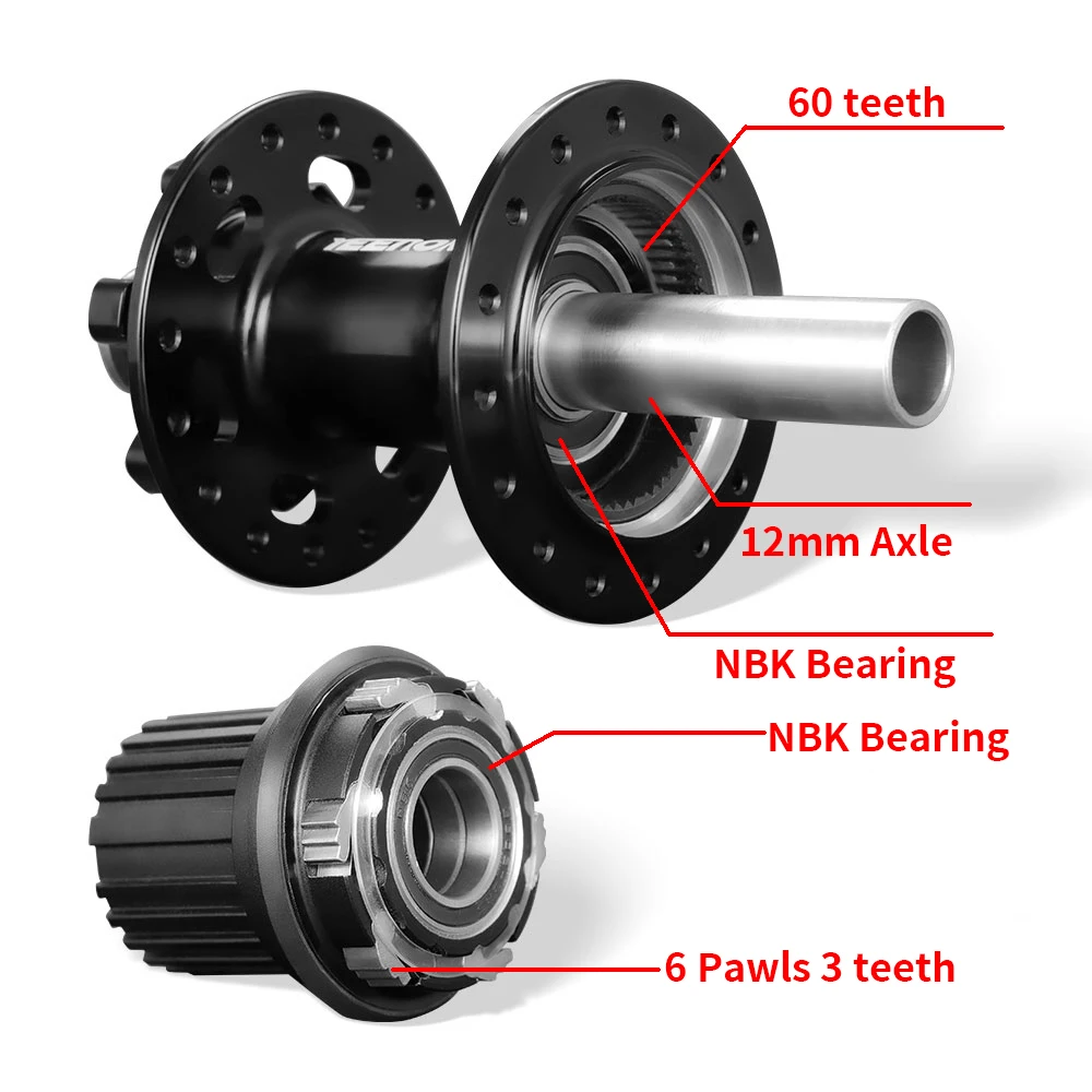 Yeenor Rear 135mm Qr Hg/xd/ms Road Bike Hub 32h 6 Pawls 3 Teeth Black